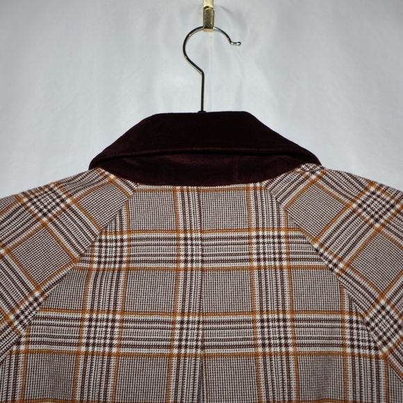 Alice Blue Brown Plaid Blazer w/Velvet Maroon Collar And Buttons. Small. NWT. - Picture 12 of 15